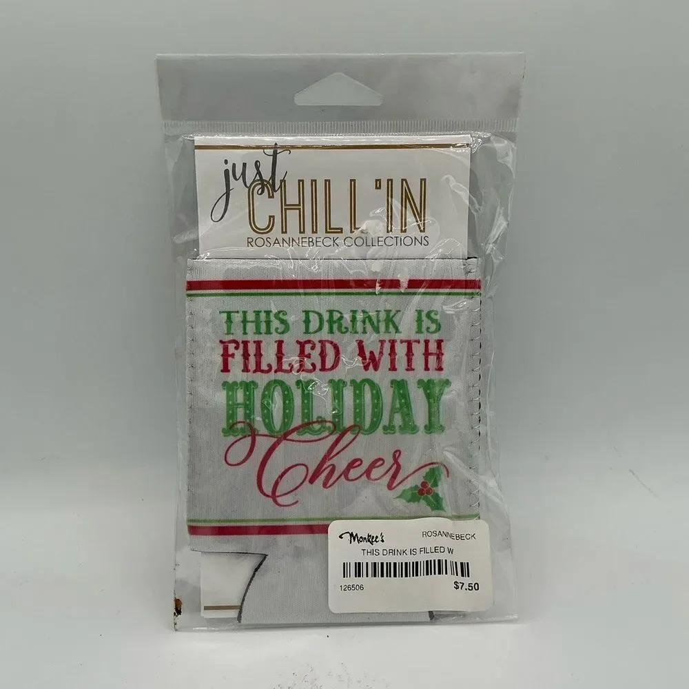 Holiday Drink Sleeve - White and Green coozie NWT